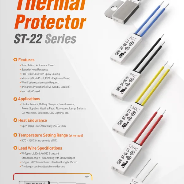 一级代理SEKI温控开关ST-22热保护器,温控器