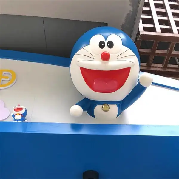 广宁卡通蓝猫雕塑 室内墙面浮雕挂件 玻璃钢卡通雕塑造型
