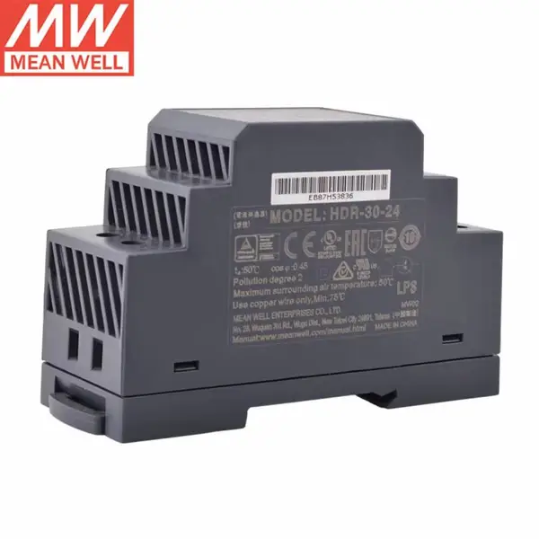 明纬(MEANWELL)开关电源24V 导轨安装 HDR-30-24