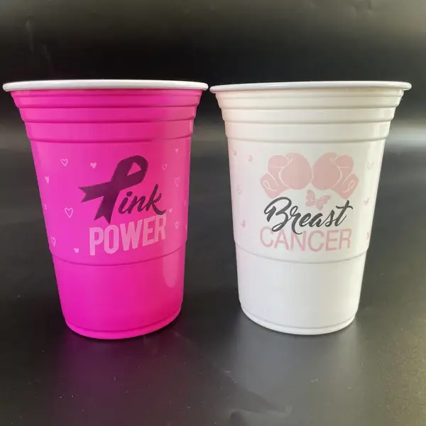Beer Pong双色塑料杯 16oz啤酒派对游戏杯 外贸出口一次性杯子酒吧
