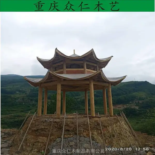 巫山六角重檐亭 仿古凉亭 酉阳八角亭公园凉亭 景区防腐木凉亭施工安装 众仁木艺