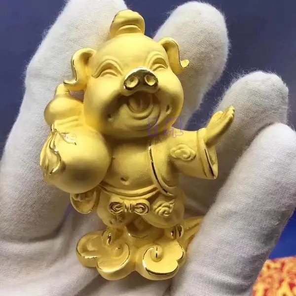 镀金色猪八戒模型摆件纯铜电镀24K金仿金合金属家居摆件定制