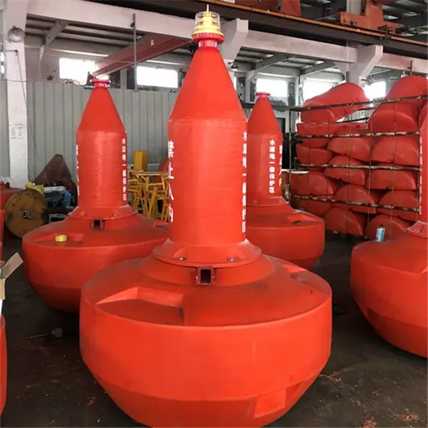 顶部安装太阳能警示灯浮标 聚乙烯塑料航道浮标体参数