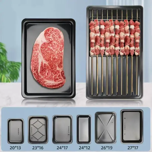 鑫邦 黑色贴体塑料盒 扇贝贴体托盘 牛排贴体塑料盒 源头厂家