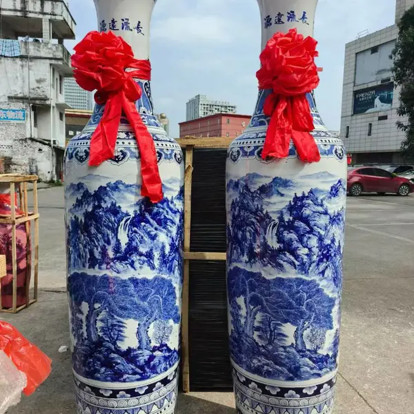 建源青花瓷花瓶 古典风格大厅摆件2米到5米高大瓷瓶