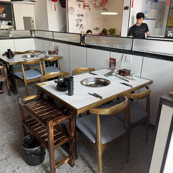 无味火锅餐厅餐桌 岩板带抽屉火锅桌 电烤牛肉下排油火锅餐桌椅