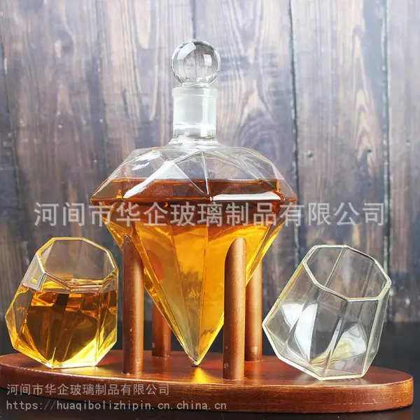 河北河间华企手工艺异形酒瓶透明酒盒包装高硼硅玻璃容器1000ml