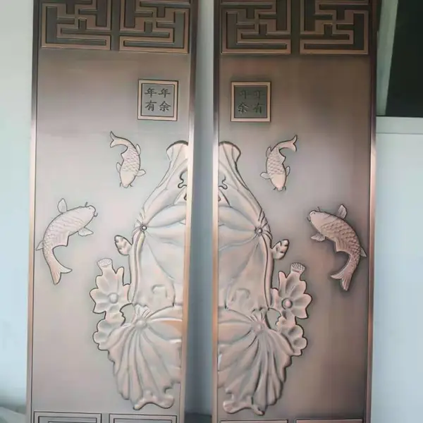 不锈钢金属屏风 金属精雕艺术壁画 镂空花格加工 精雕艺术景墙加工