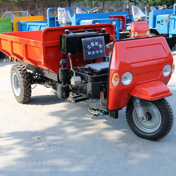 电启动液压翻斗柴油三轮车 工程工地运料三轮蹦蹦车