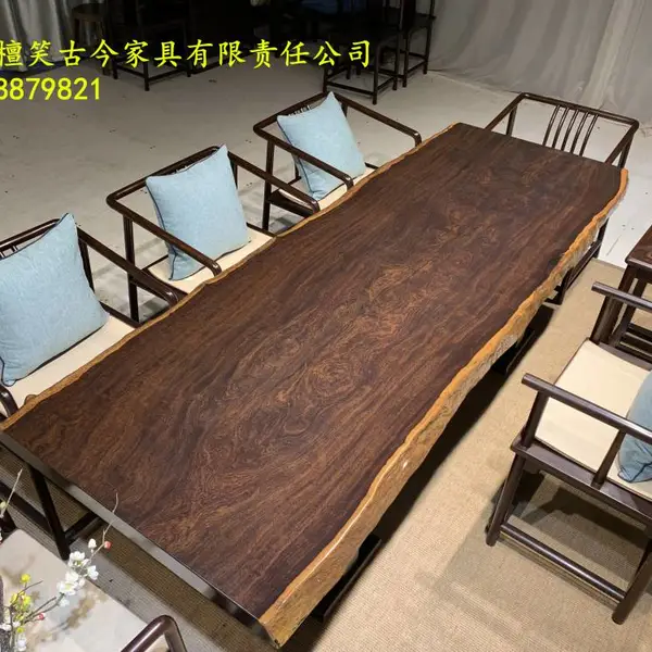 福州卖实木大板的黑檀大板茶桌批发新中式黑檀家具定制工厂奥坎胡桃木巴花大班台