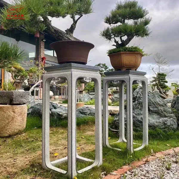 别墅庭院石材花架装饰 园林石雕花盆石头盆架景观花架摆件