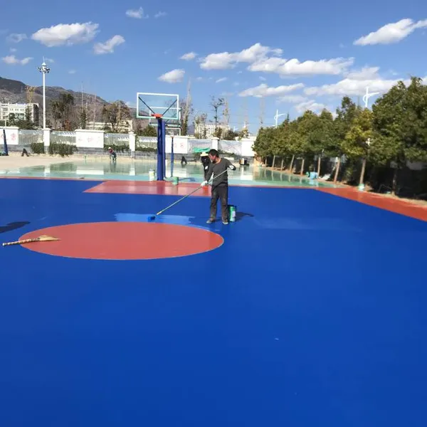 花都区 半预制型硅pu 室外运动地板地坪漆羽毛球地面