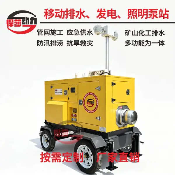 拖挂式移动泵车 水利排涝泵车柴油机自吸式应急抢险智能防汛装备排涝泵