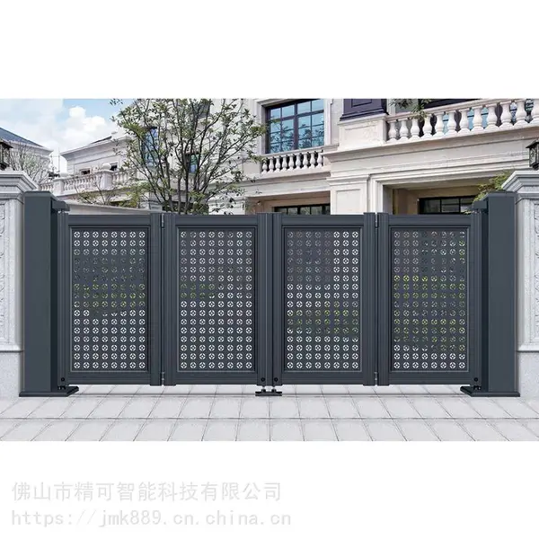 厂家供应豪华别墅门铸铝折叠门电动双开门遥控铝合金大门悬浮折叠门