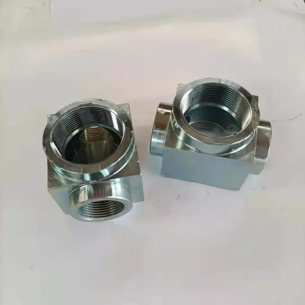 龙犇气体灭火消防管件IG541螺纹镀锌中大三通碳钢锻造