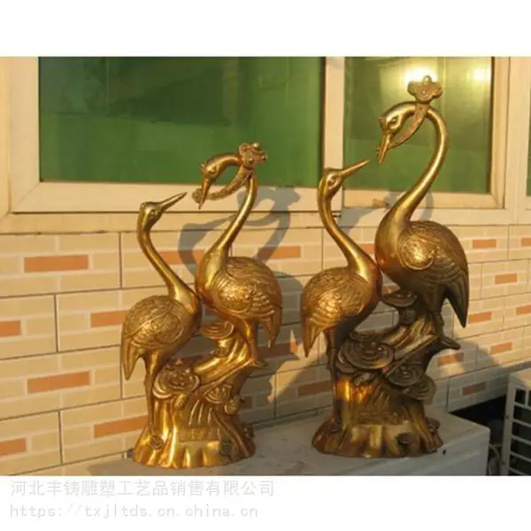 纯铜鹤登龟雕塑 铸铜鹤登龟 铜雕工艺品 铜质动物摆件