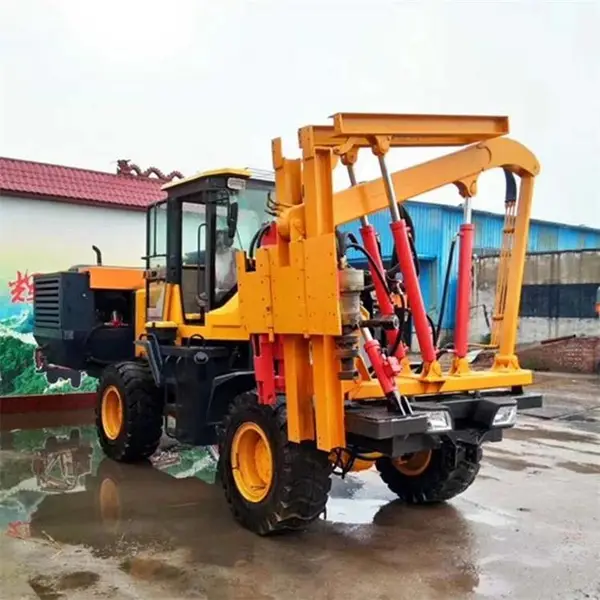 成德钻孔液压锤打拔一体 高速公路护栏打桩机
