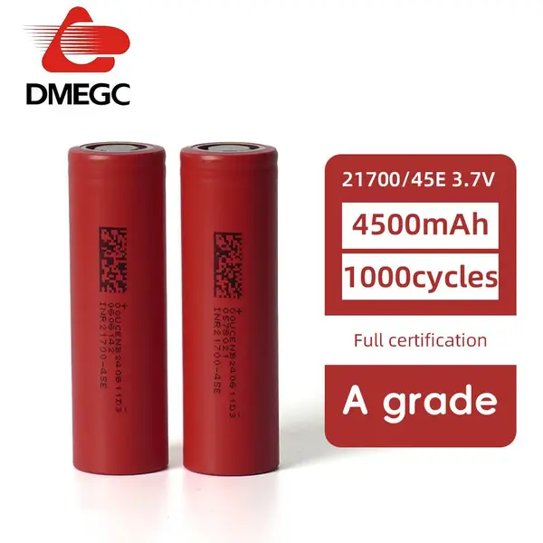 DMEGC 21700-45E 3.7V 4500mAh 3C NCM电池 1000次循环 适用于电动自行车 小型家用电器