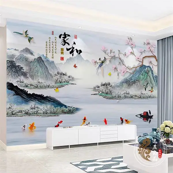 竹炭纤维实心集成墙面背景墙PET高光膜纸3D精印图案