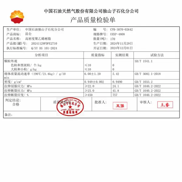 独山子石化聚乙烯UHXP-4808参数 图片