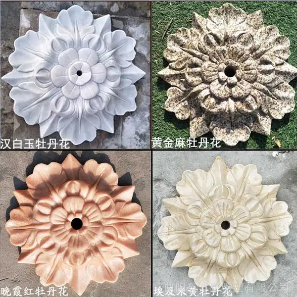 石雕浮雕壁挂喷水莲花牡丹水景墙喷泉鱼池出水口庭院流水挂件