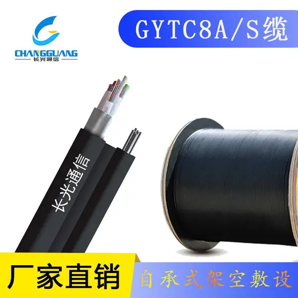 24芯加强8字型自承式架空钢丝层绞吊线GYTC8A/S铝带铠装网络光缆