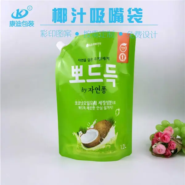 吸嘴袋东莞生产厂家 顶封开口热罐装果汁袋 1L椰汁塑料自立袋
