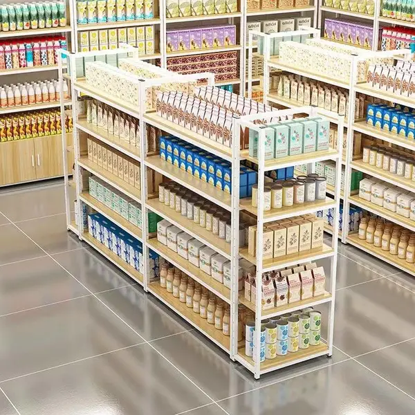 超市零日用品货架 食饮料展示架 中岛多层展柜 多层结构 结实耐用