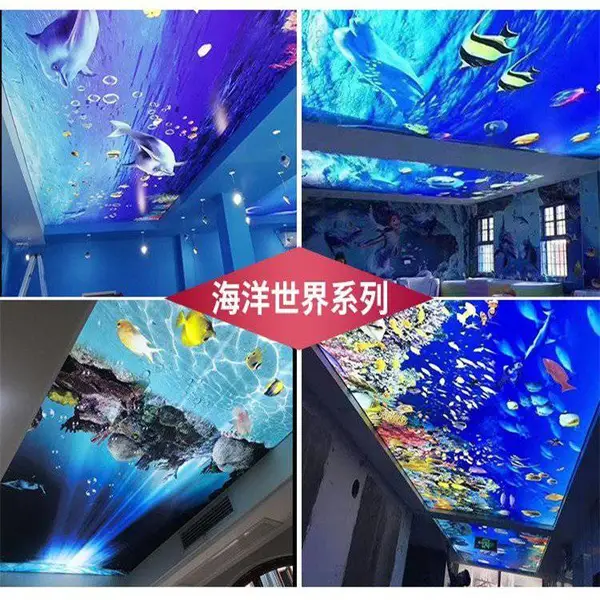 明光市软膜天花材料 透光膜 蓝天白云吊顶 卡布灯箱 本地工程
