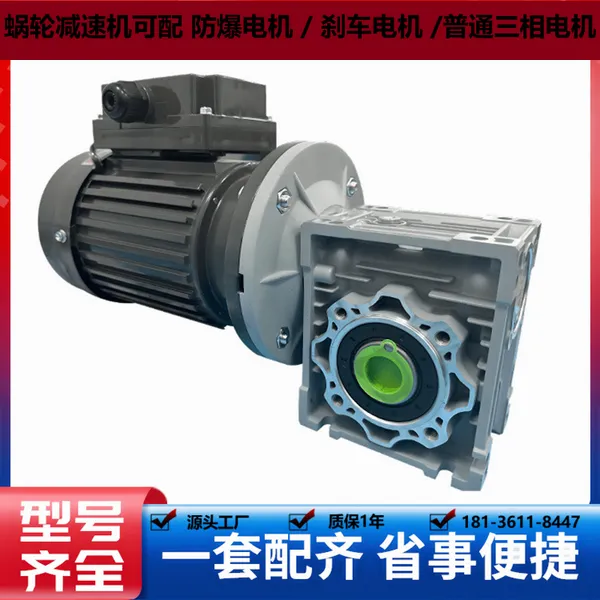 迈传RV63-1.5KW刹车电机传动比15 三相异步蜗轮减速机 输送设备用
