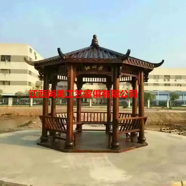 双层八角凉亭古建青瓦凉亭仿古凉亭防腐木双层六角凉亭