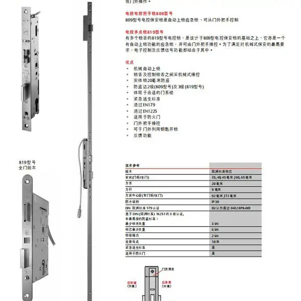供应effeff德国安福电控把手锁809及819型号
