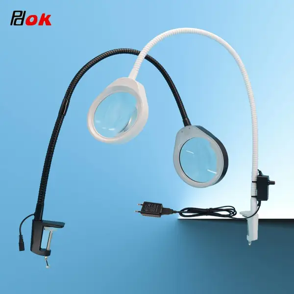PD-032AL工厂批发长臂夹式带LED灯手机维修PCB检测美容放大镜