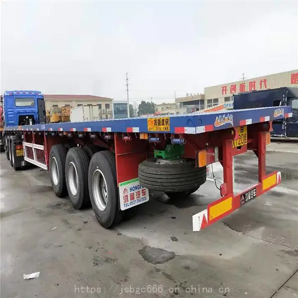 供应13米平板半挂车 10米平板专用车 钢材钢卷平板专用车