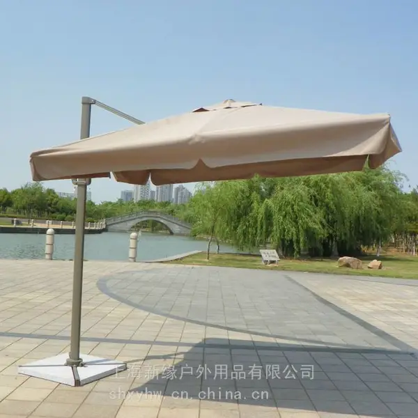 带边户外罗马伞3米方形沙滩伞半铝铁太阳伞酒店度假村保安岗亭伞