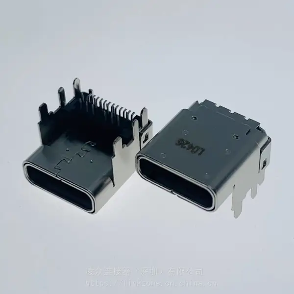 TYPE-C中心距4.0/24PIN/板上垫高2.2母座/六脚插板/L=10.47mm