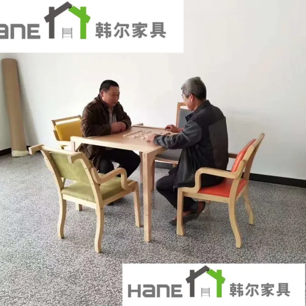 供应合肥养老福利院实木餐桌椅 养老院实木家具厂 韩尔简约品牌