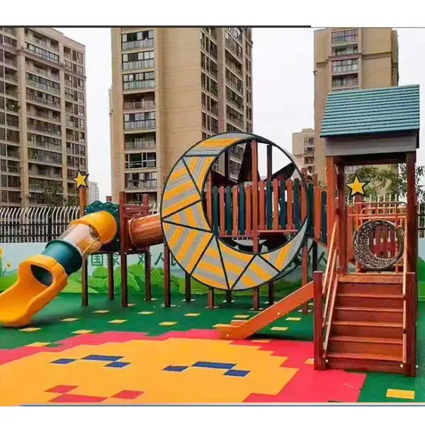 鑫圣美 室外大型木质非标儿童多功能组合攀爬滑梯定制