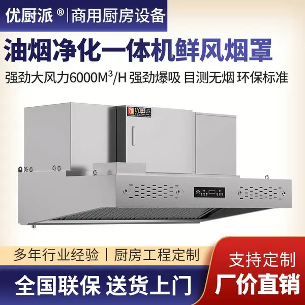 优厨派油烟净化一体机商用饭店餐饮低空排放排烟玻璃烟罩抽油烟机