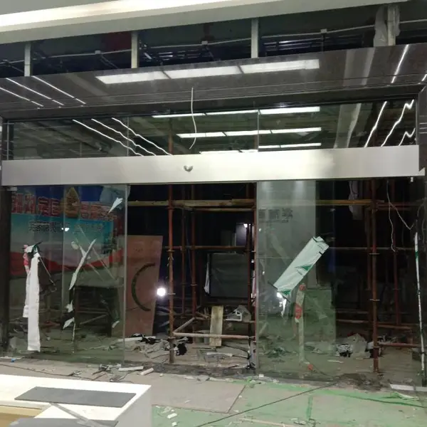 广州番禺现货安装,电动感应门机组,上轨吊趟地面无轨自动门
