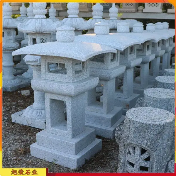 园林装饰草坪石灯笼 寺庙户外落地灯 日式石雕雪见灯造型图集