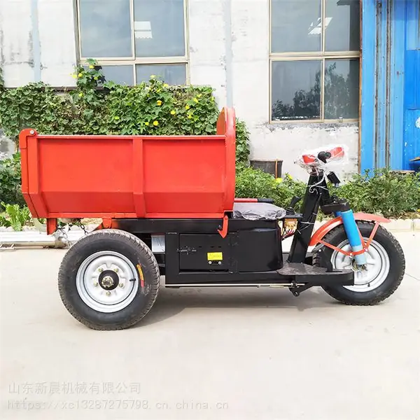 工地电动手推翻斗车 48v自卸型灰斗车小型三轮背砖车