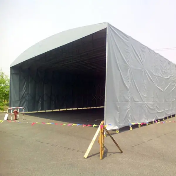 东莞电动推拉帐篷 工地推拉式移动雨蓬 膜结构停车大棚造型美观