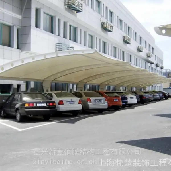 汽车停车棚膜结构汽车停车棚遮阳雨棚七字型停车棚