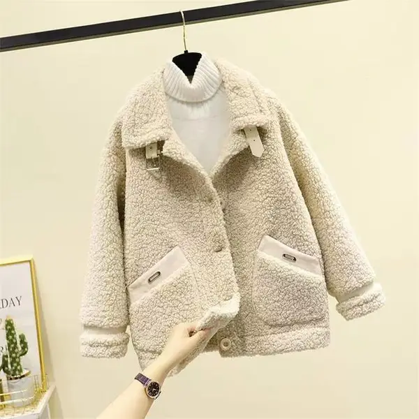广州冬季服装昌岗秋冬季韩版短款颗粒绒小个子外套服装