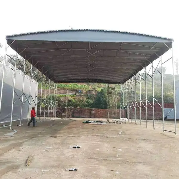 仓库推拉蓬 伸缩遮阳棚 可随意移动 资阳雁江 订做施工帐篷