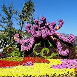 四川灯展灯会绢花造型 仿真植物造型 水泥雕塑 不锈钢雕塑 玻璃钢雕塑