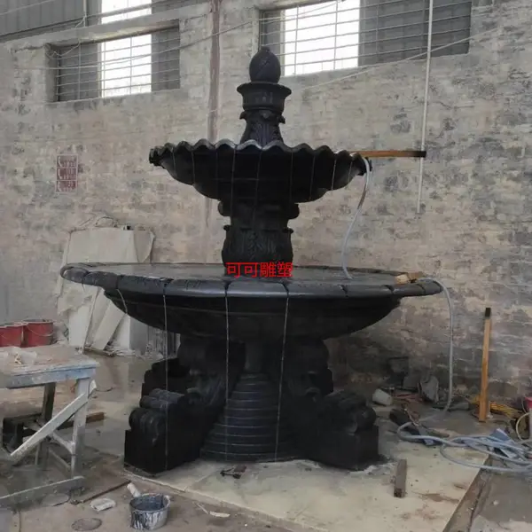 人造砂岩喷泉流水摆件|米黄砂岩欧式天使流水喷泉雕塑|酒店会所水景雕塑喷泉
