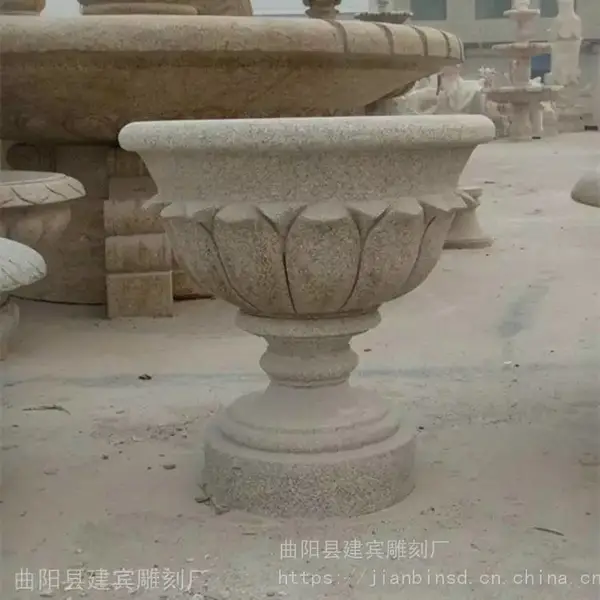 石雕花盆石雕花钵大理石花绣石花盆