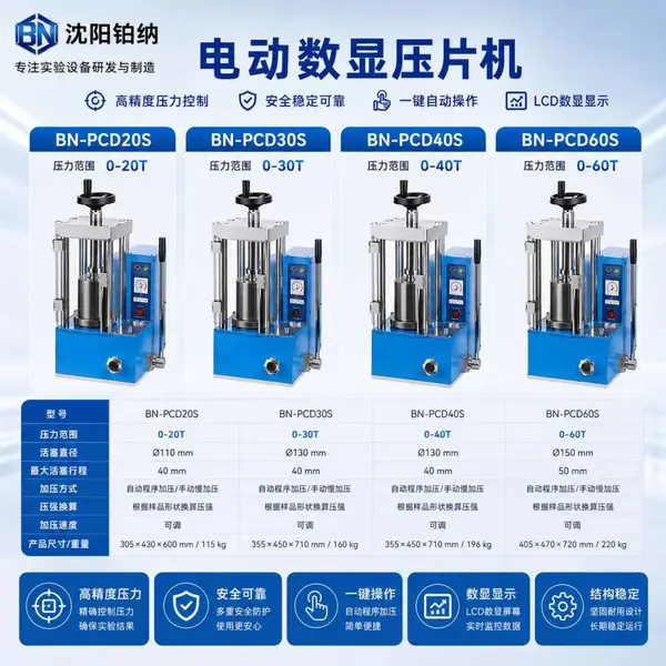 电动数显压片机BN-PCD20S、BN-PCD30S、BN-PCD40S、BN-PCD60S